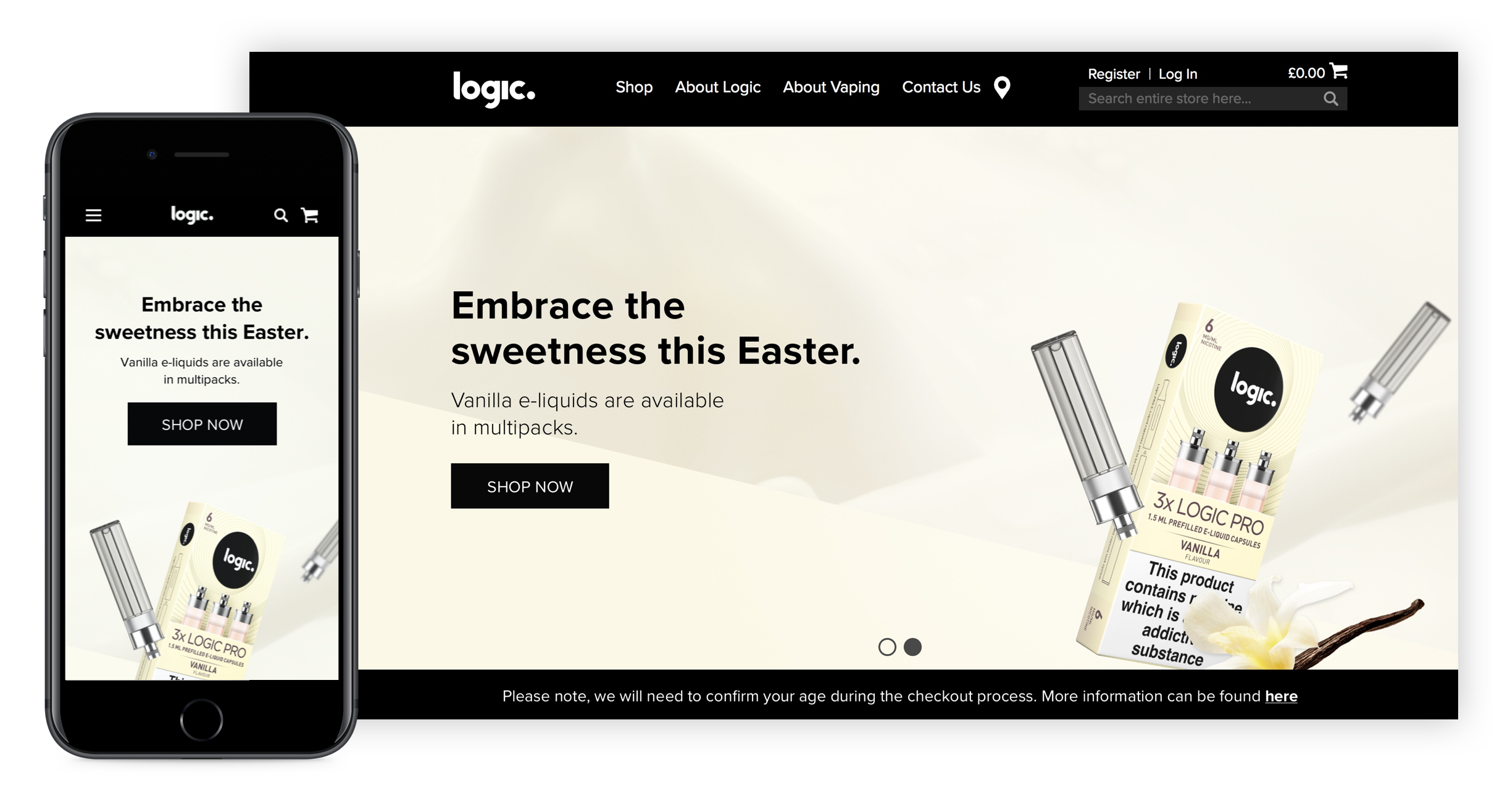 Logic Uk responsive banner design featuring Vanilla flavour