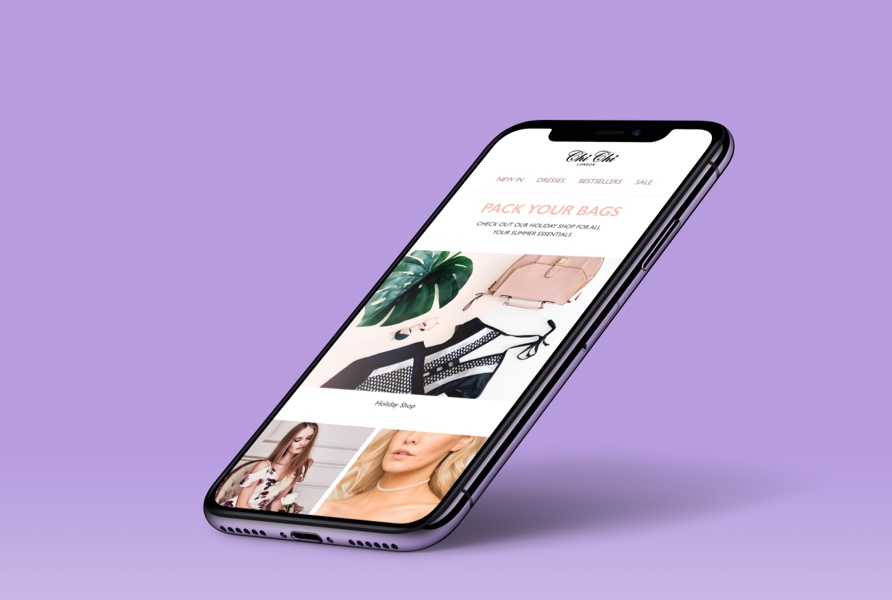 Thumbnail of a project showing a fashion e-commerce site home page on an iphone screen