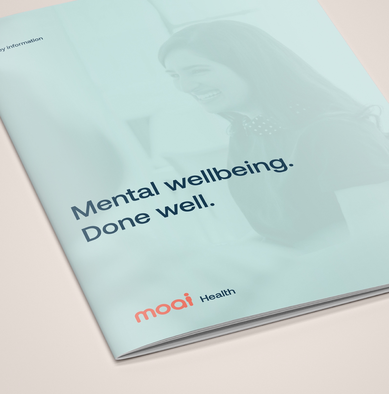 Mental health platform logo shown on a brochure