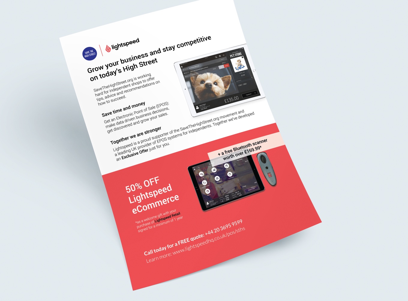 Direct mail flyer design featuring an EPOS system
