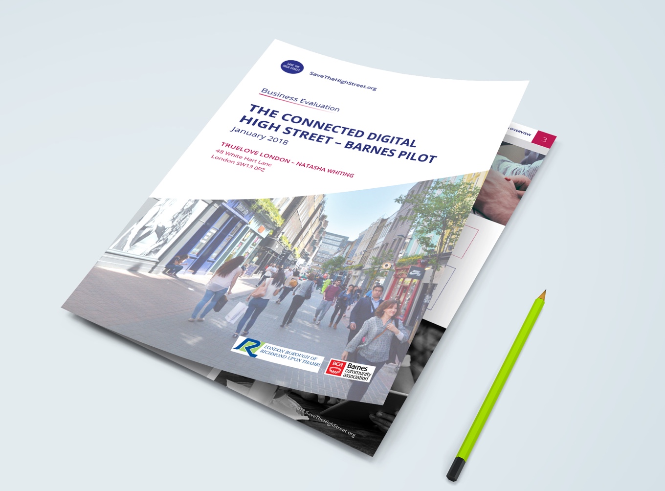 Report cover design for a startup Save the High Street