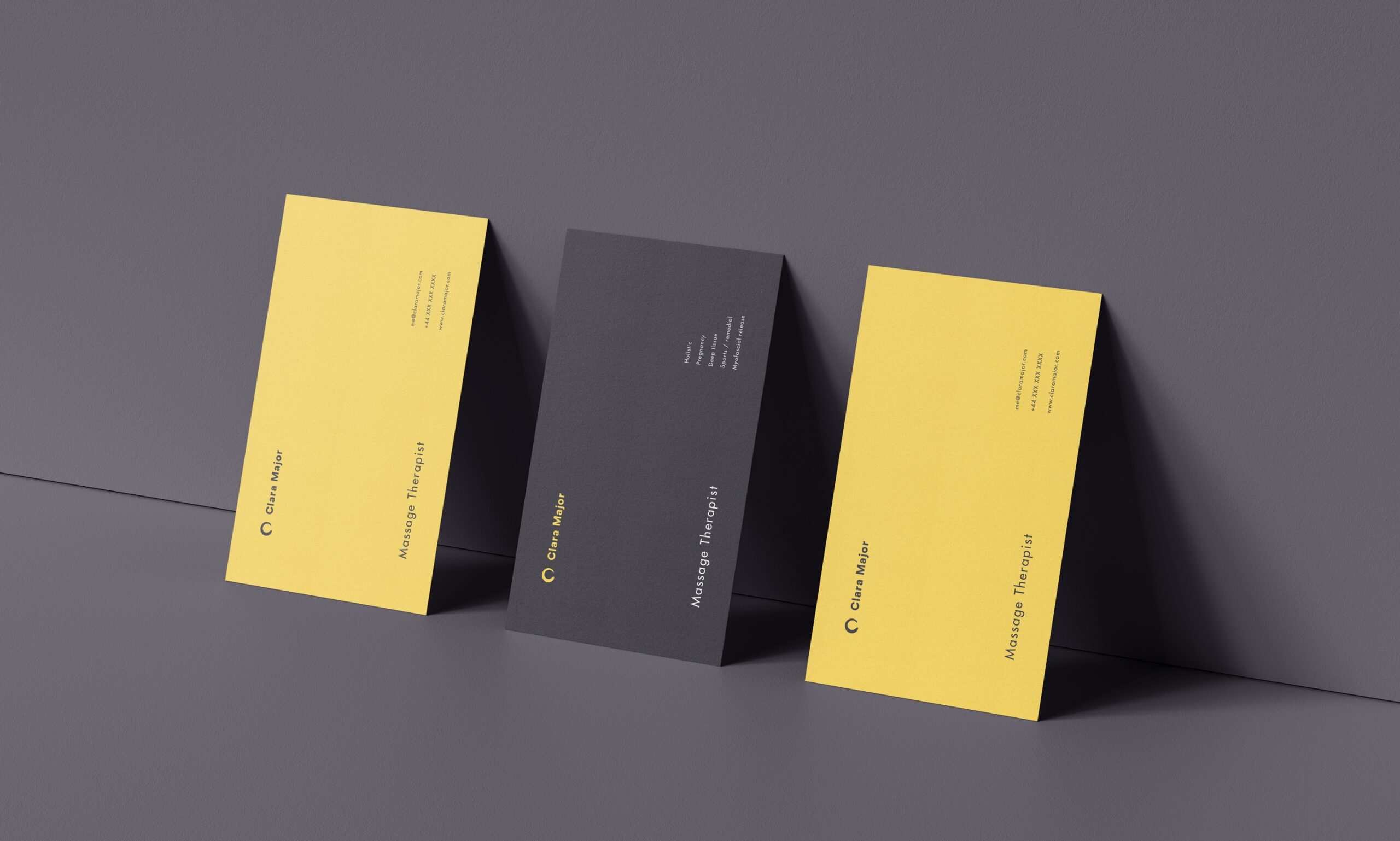 Business cards presented in a minimalistic composition