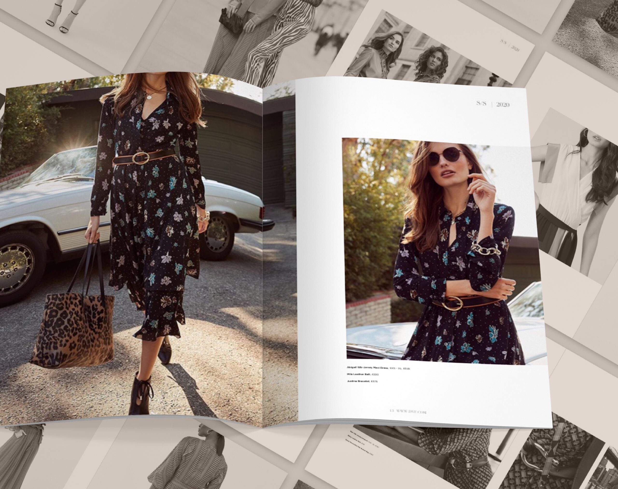 Lookbook concept design showing a catalogue spread with fashion photos