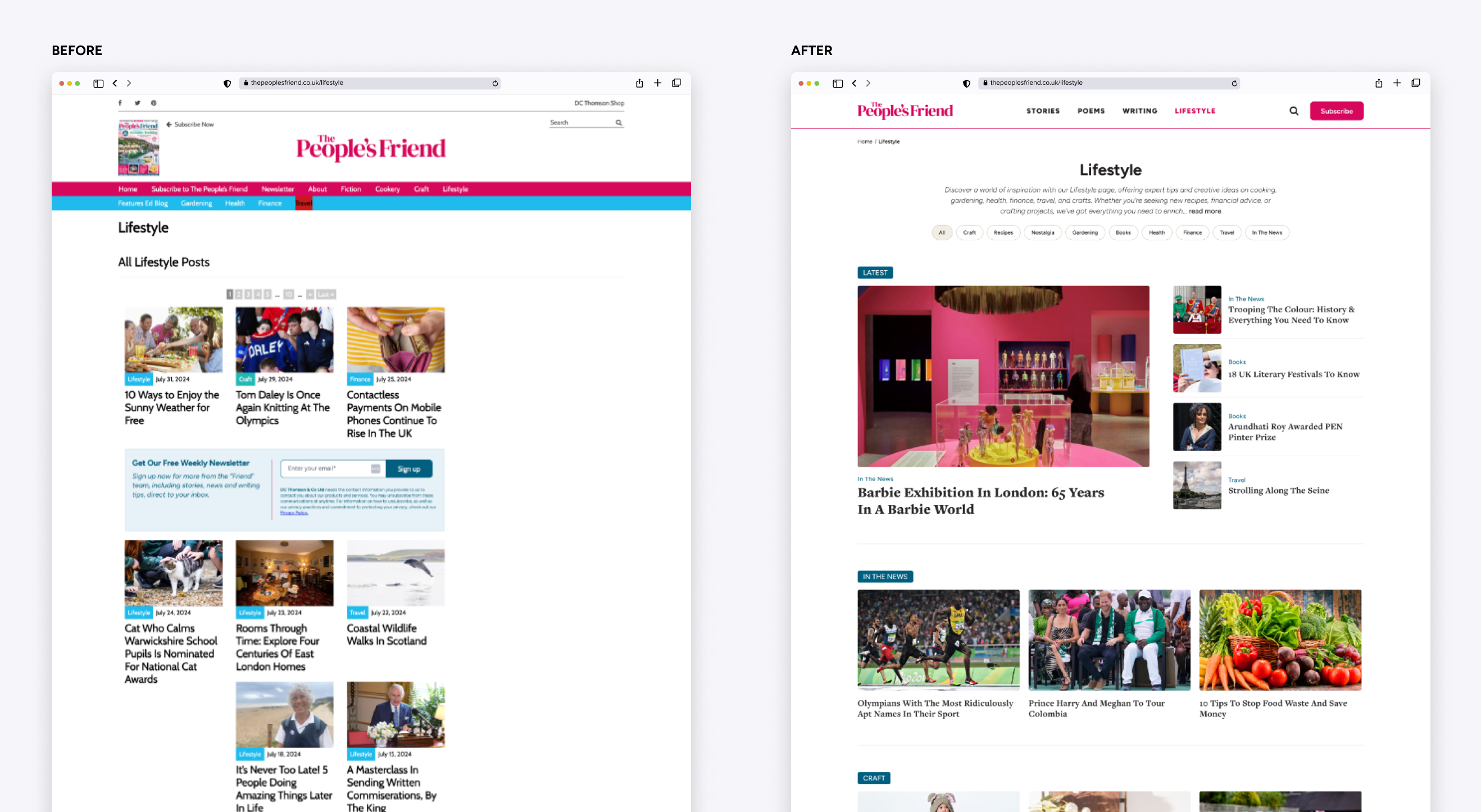 Website re-design – Before and After